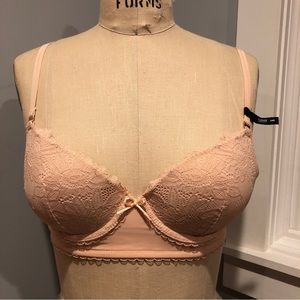 Aerie Real Power Plunge Push Up Sunflower Lace Bra 34B